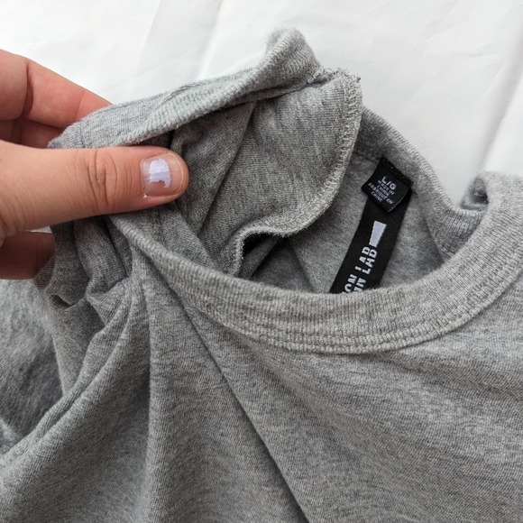 Design Lab Shoulder-Padded Jersey T-Shirt Dress Grey 100% Cotton Women Large - Picture 9 of 11